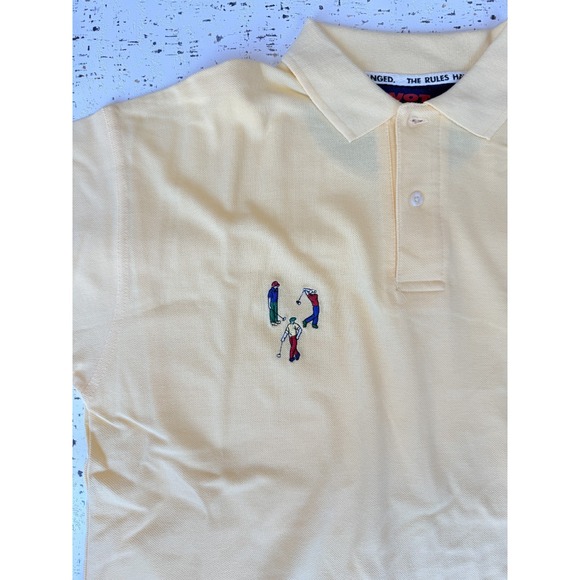 VTG Pivot Rules Men's Golf Polo Shirt Yellow Short Sleeve Size M Classic Style - Picture 3 of 7